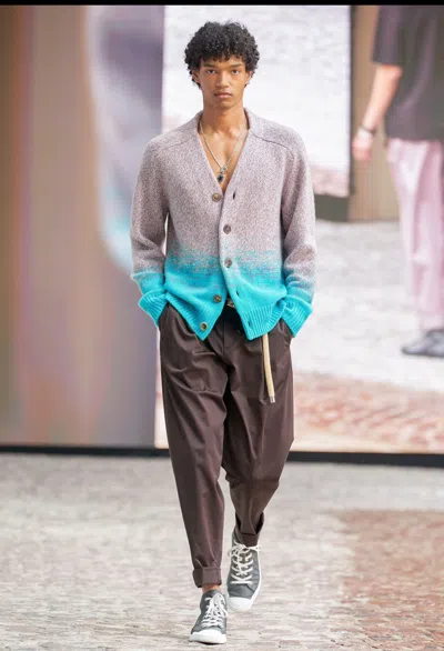 Pre-owned Hermes $3000  Runway Cashmere Cardigan (l) In Gray