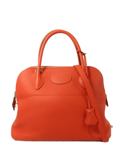 Pre-owned Hermes 31 Bolide Leather Tote Bag In Red