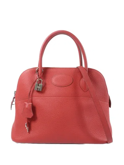 Pre-owned Hermes 31 Bolide Leather Tote Bag In Red