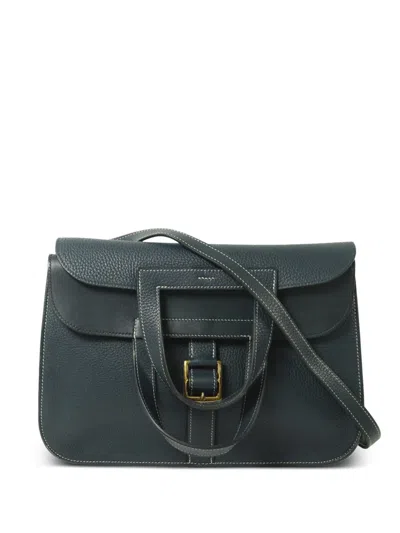 Pre-owned Hermes 31 Halzan Clemence Shoulder Bag In Green