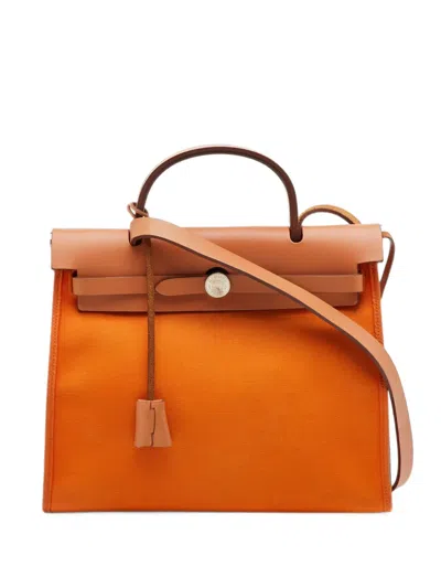 Pre-owned Hermes 31 Herbag Zip Tote Bag In Orange