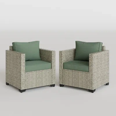 Hermes 31.5'' Wicker Outdoor Patio Chair (set Of 2) In Green