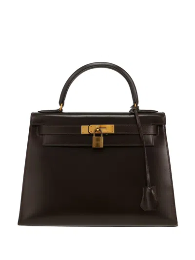 Pre-owned Hermes 32 Kelly Handbag In Brown