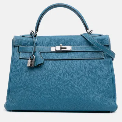 Pre-owned Hermes 32 Kelly Ii Blue Togo Leather Shoulder Bag