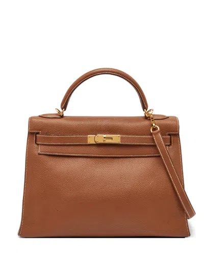 Pre-owned Hermes 32 Kelly Sellier Shoulder Bag In Brown
