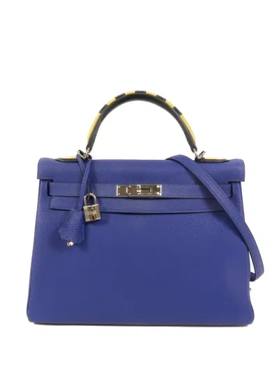 Pre-owned Hermes 32 Kelly Tote Bag In Blue