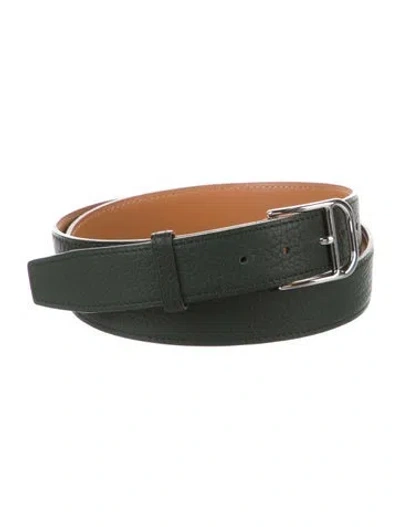 Pre-owned Hermes 32 Mm 2000 Etrivière Belt In Green