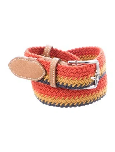 Pre-owned Hermes 32 Mm Belt Strap Belt In Orange