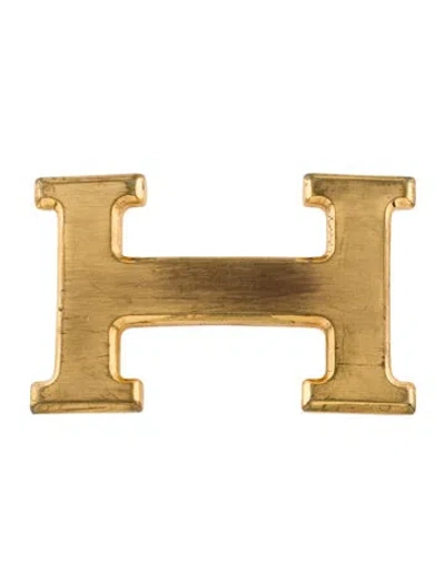 Pre-owned Hermes 32 Mm H Belt Buckle In Gold
