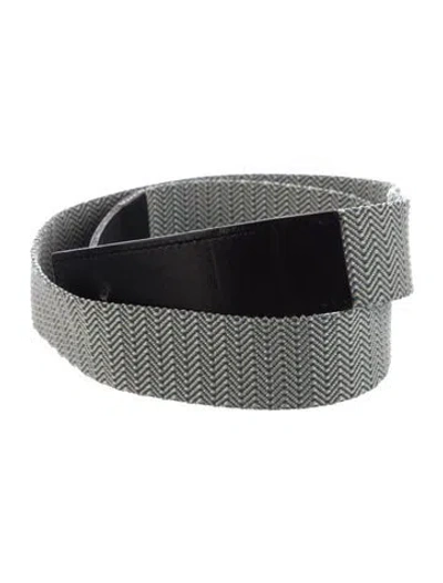 Pre-owned Hermes 32 Mm Toile Chevron Belt Strap Belt Strap In Blue