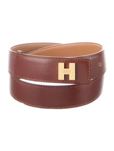 Pre-owned Hermes 32 Mm Vintage Cadena H Belt In Brown