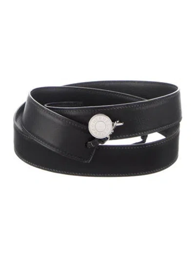 Pre-owned Hermes 32 Mm Vintage Clou De Selle Belt In Black