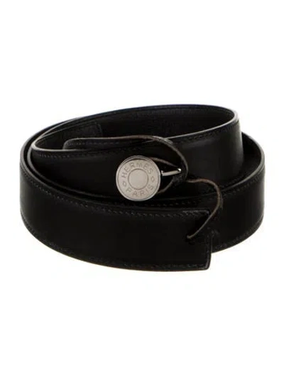 Pre-owned Hermes 32 Mm Vintage Clou De Selle Belt In Black