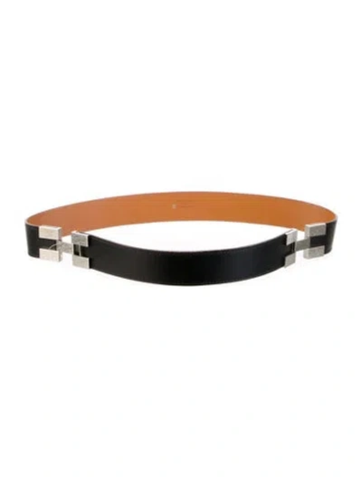Pre-owned Hermes 32 Mm Vintage Karma Belt In Black