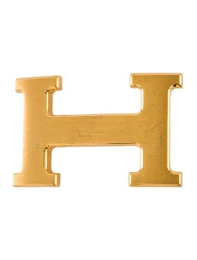 Pre-owned Hermes 32mm H Belt Buckle In Gold