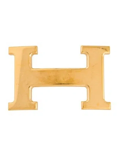 Pre-owned Hermes 32mm H Belt Buckle In Gold