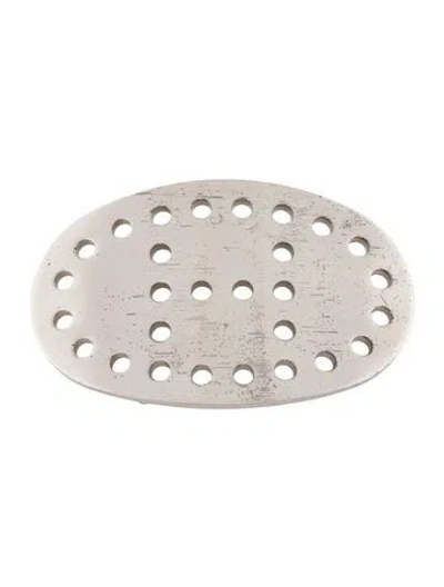 Pre-owned Hermes 32mm H Mirage Belt Buckle In Silver