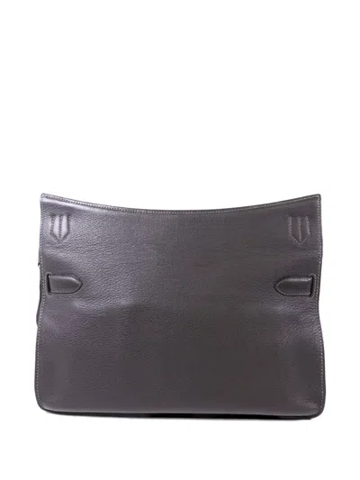 Pre-owned Hermes 34 Jypsiere Clemence Leather Shoulder Bag In Gray