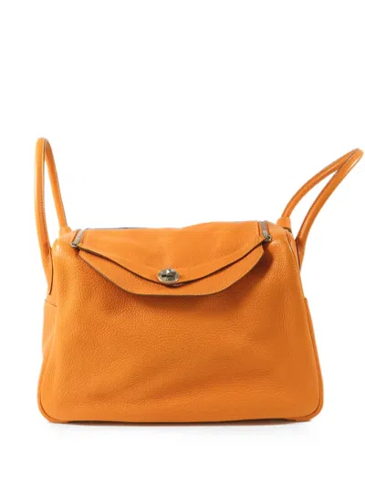 Pre-owned Hermes 34 Lindy Clemence-leather Shoulder Bag In Orange
