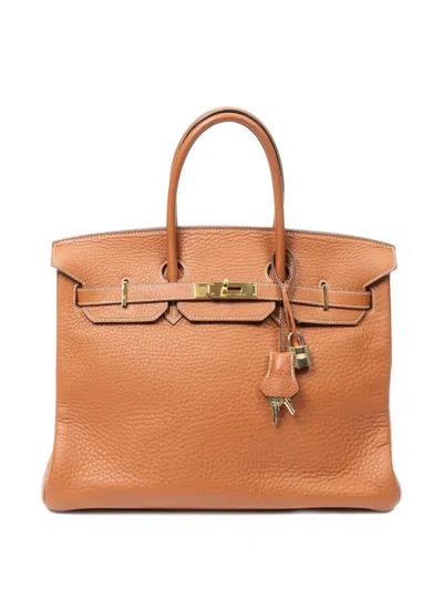 Hermes 35 Birkin Retourné Tote Bag In Brown