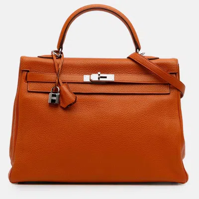 Pre-owned Hermes 35 Kelly Ii Orange Togo Leather Shoulder Bag