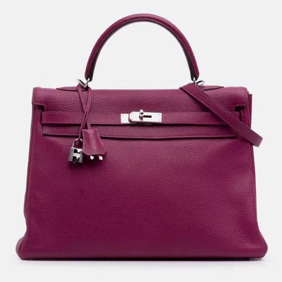 Pre-owned Hermes 35 Kelly Ii Purple Togo Leather Shoulder Bag