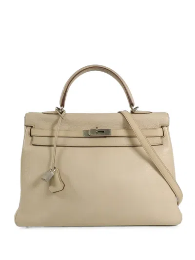 Pre-owned Hermes 35 Kelly Tote Bag In Neutrals