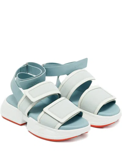 Pre-owned Hermes 35.5 Calf Leather Strap Sandals In Blue