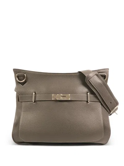 Pre-owned Hermes 37 Jypsiere Togo-leather Shoulder Bag In Gray