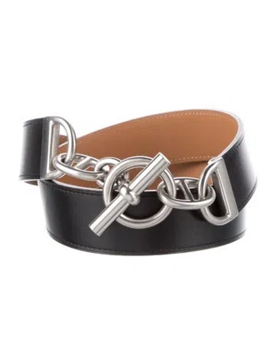 Pre-owned Hermes 38 Mm Vintage Chaîne D'ancre Belt In Black