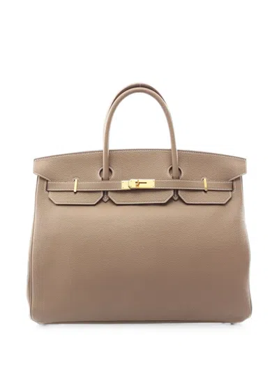 Pre-owned Hermes 40 Birkin Etoupe Leather Tote Bag In Neutral