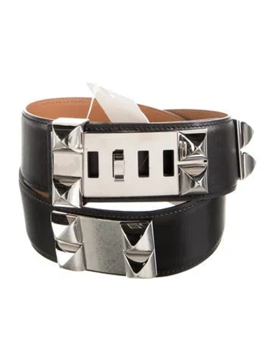 Pre-owned Hermes 42 Mm Vintage Chaîne D'ancre Belt In Black