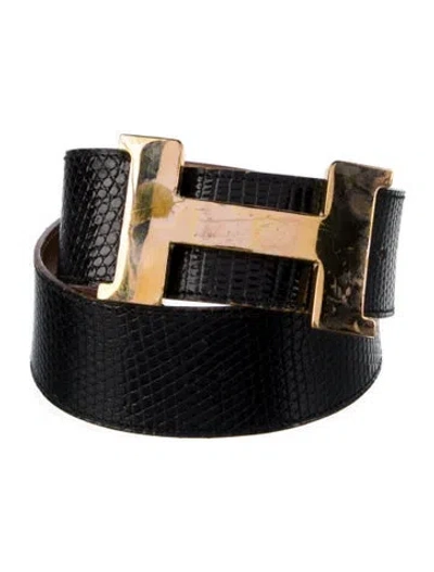 Pre-owned Hermes 42 Mm Vintage Constance Belt In Black