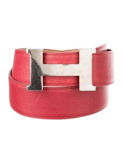Pre-owned Hermes 42 Mm Vintage Constance Belt In Red