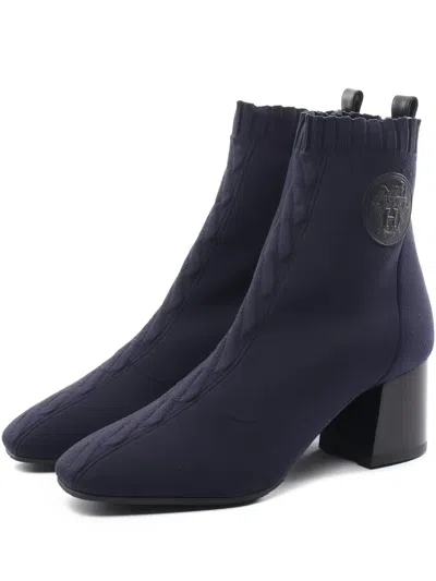 Pre-owned Hermes 60mm Volver Boots In Blue