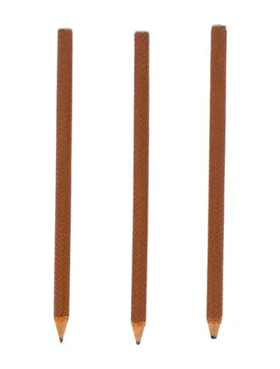Pre-owned Hermes 6-piece Lacquered Burlwood Desk Set In Neutrals