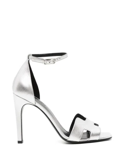 Pre-owned Hermes 70mm Joy Sandals In Silver