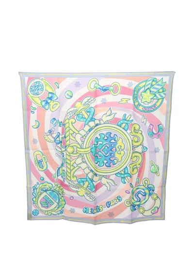 Pre-owned Hermes 70s Candy Libris Silk Scarf In Pink