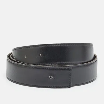 Pre-owned Hermes Hermès 85cm Waist Belt Strap Black/dark Chocolat Swift And Box Leather