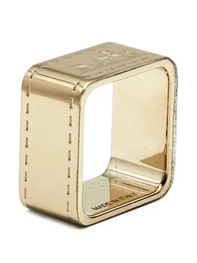 Pre-owned Hermes 90 Bolduc Scarf Ring In Gold
