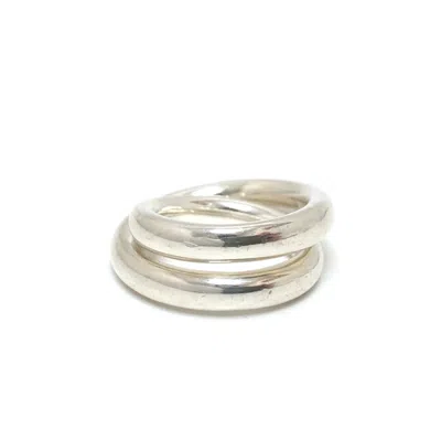 Pre-owned Hermes 925 Band Ring () In Silver