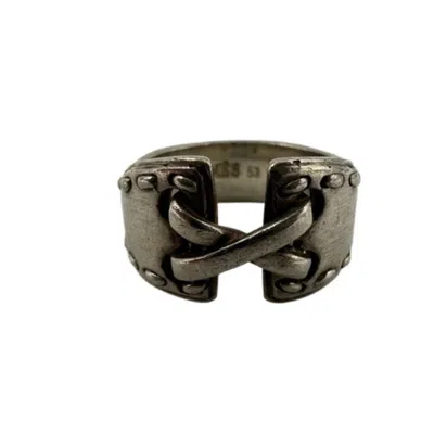 Pre-owned Hermes 925 Band Ring () In Silver