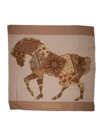 Pre-owned Hermes A Cheval Sur Mon Carré Cashmere Shawl In Neutral