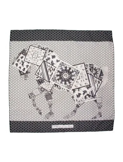 Pre-owned Hermes A Cheval Sur Mon Carré Silk Scarf In Black
