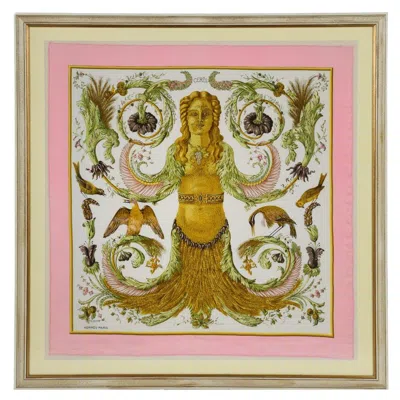 Pre-owned Hermes A Fine Framed Hermès 90 Silk Square Of Cerès, By Françoise Faconett, Circa 1967 In Sand