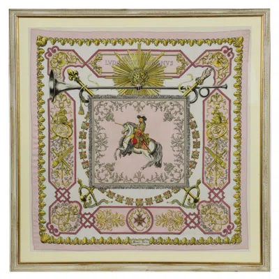 Pre-owned Hermes A Fine Framed Hermès 90 Silk Square Of Ludvicus Magnus (louis Xiv) In Brown