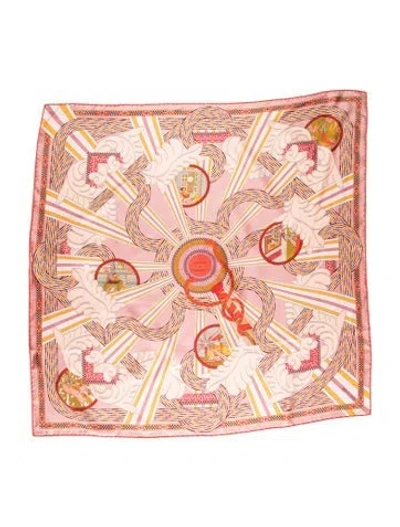 Pre-owned Hermes A La Lumiere Du Flambeau Silk Scarf In Orange