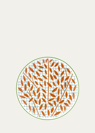 Pre-owned Hermes A Walk In The Garden Dessert Plate In Orange Pattern