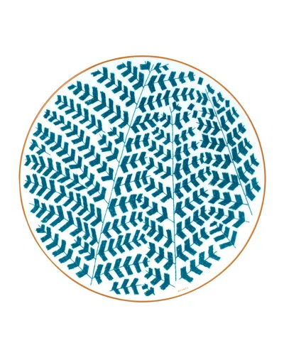 Pre-owned Hermes A Walk In The Garden Dinner Plate In Blue Pattern