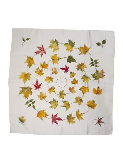 Pre-owned Hermes A Walk In The Park Silk Scarf In White